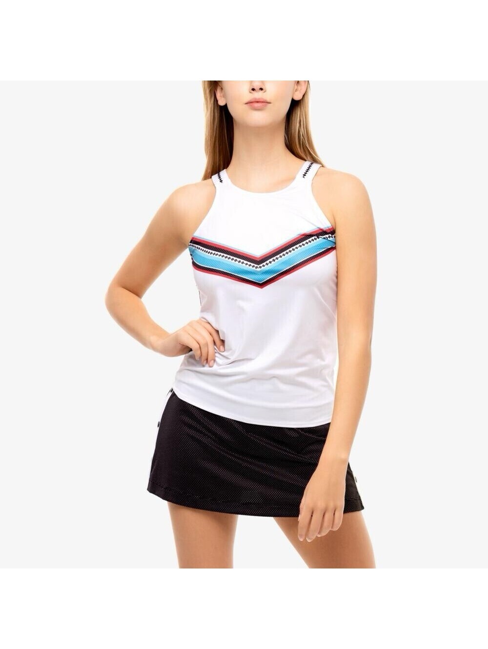 Lucky in Love Post A Plaid Collection Color Block Tie Back tennis Tank  Blue S